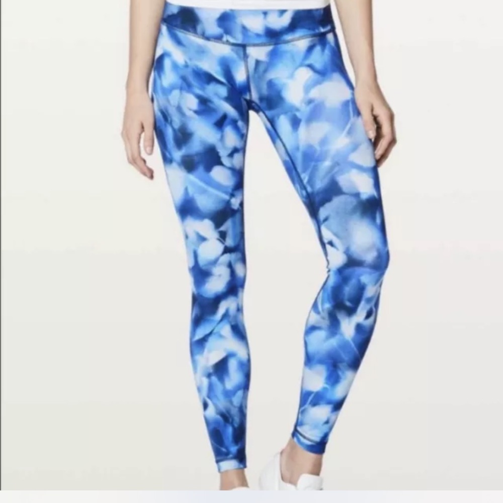 Lululemon Wunder Under Low Rise 8 Full On Luxtreme Leggings Blue White 28”
